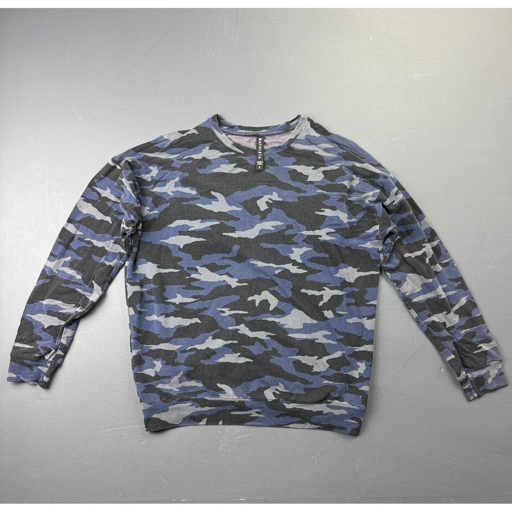 Athleta Sweatshirt Women's Small Purple Gray Camo Stretch Crewneck Modal Blend